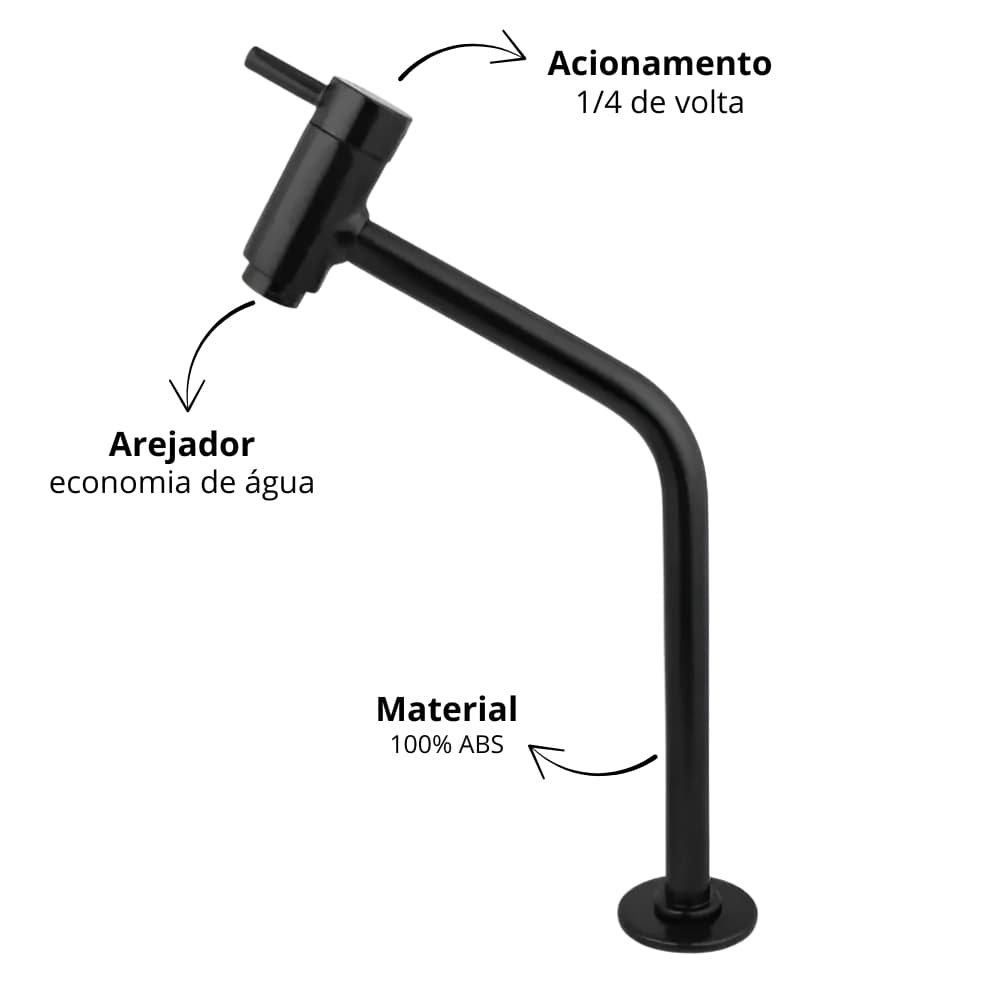 Torneira de Bancada Preta Fosca Link – Design Moderno para Banheiro e Lavabo