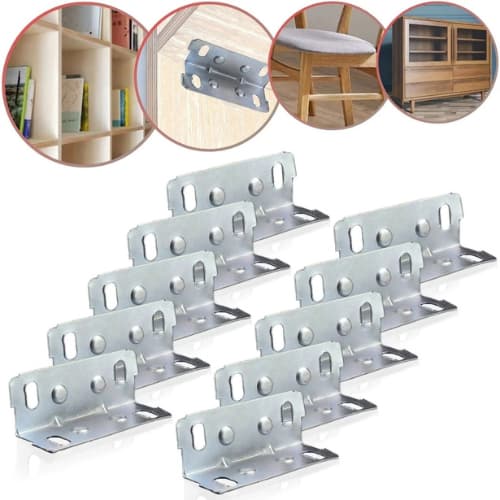Kit 20 Cantoneira Retangular 4 Furos 46x16x16 Suporte Resistente Fixação Moveis Aço Zincado Reforçado Gaveta Nicho