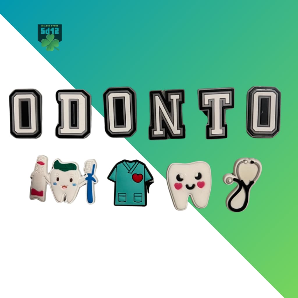 Pin Odonto para Babuche – Kit com 10 Modelos Temáticos de Odontologia