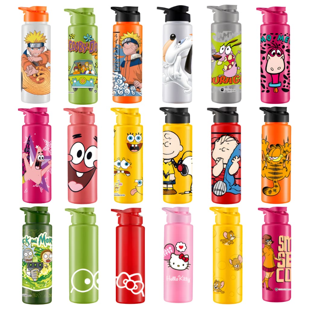 Garrafa Desenho Animado 750 Ml Criança Adulto Vários Temas De Personagens