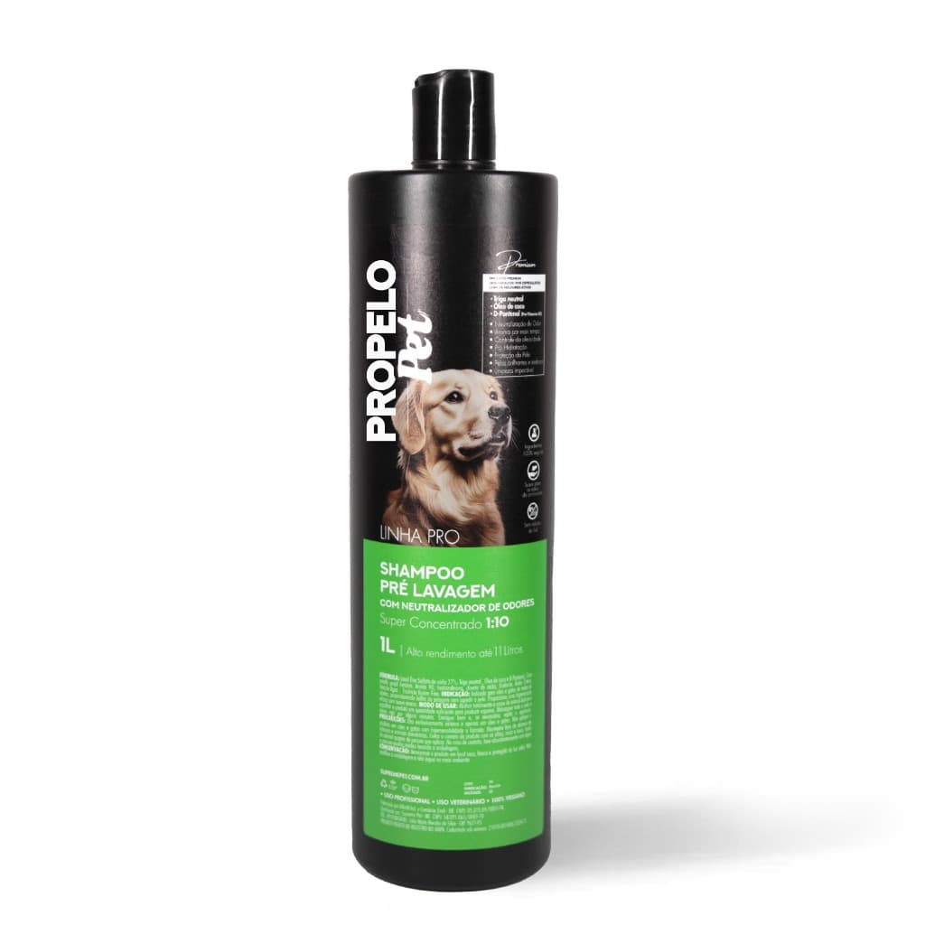 Shampoo Pet Pré Lavagem com Neutralizador de Odor 1L Super Concentrado 1:10 Rende 11L Cães e Gatos