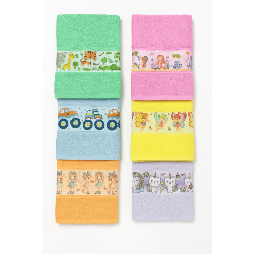 kit 6 (seis)  Toalhas Infantil, Jogo de Toalhas 100% Algodão Estampadas 60cm x 120cm 200g
