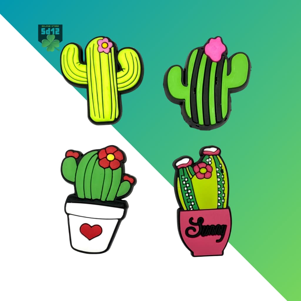 Pin Kit com 4 Pin Apliques Decorativos para Babuches  | Tema Cactos
