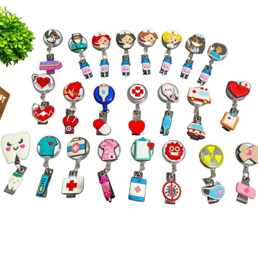 Porta Crachá Retrátil Personalizado Roller Clip Enfermagem Hospital fármacia médicina