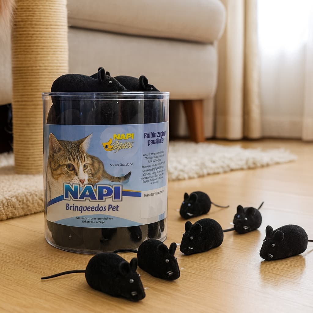 Brinquedo Ratinho Sonoro Para Gatos Cachorros Pets 50 Unidades Diversão Garantida Exercício Felino