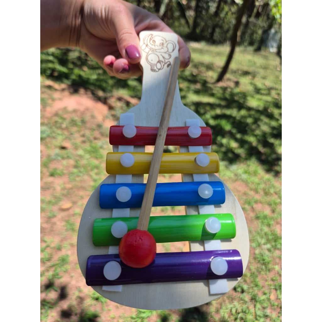 Xilofone Infantil Brinquedo Musical -  Brinquedo artesanal - Crianças e Diversão - Instrumento de percussão colorido