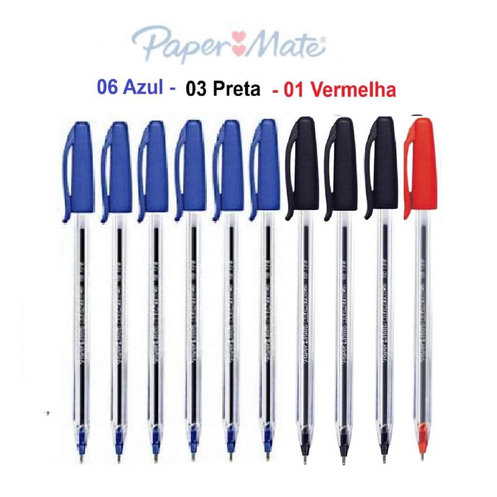 Caneta Esferográfica Paper Mate Kilométrica 1.0mm – Ponta Média e Macia