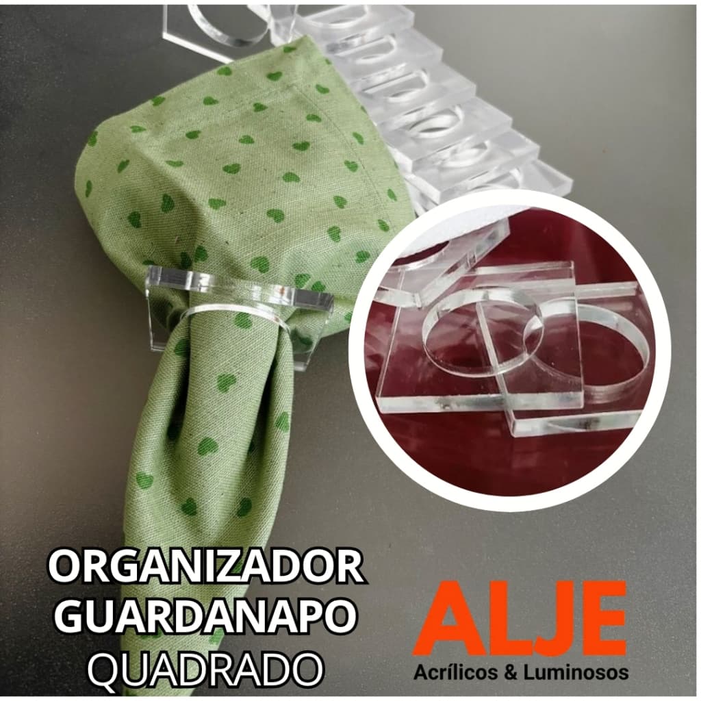 Kit de Anel Para Guardanapo QUADRADO Porta Pano Papel Argola Minimalista - Acrílico  -Mesa posta