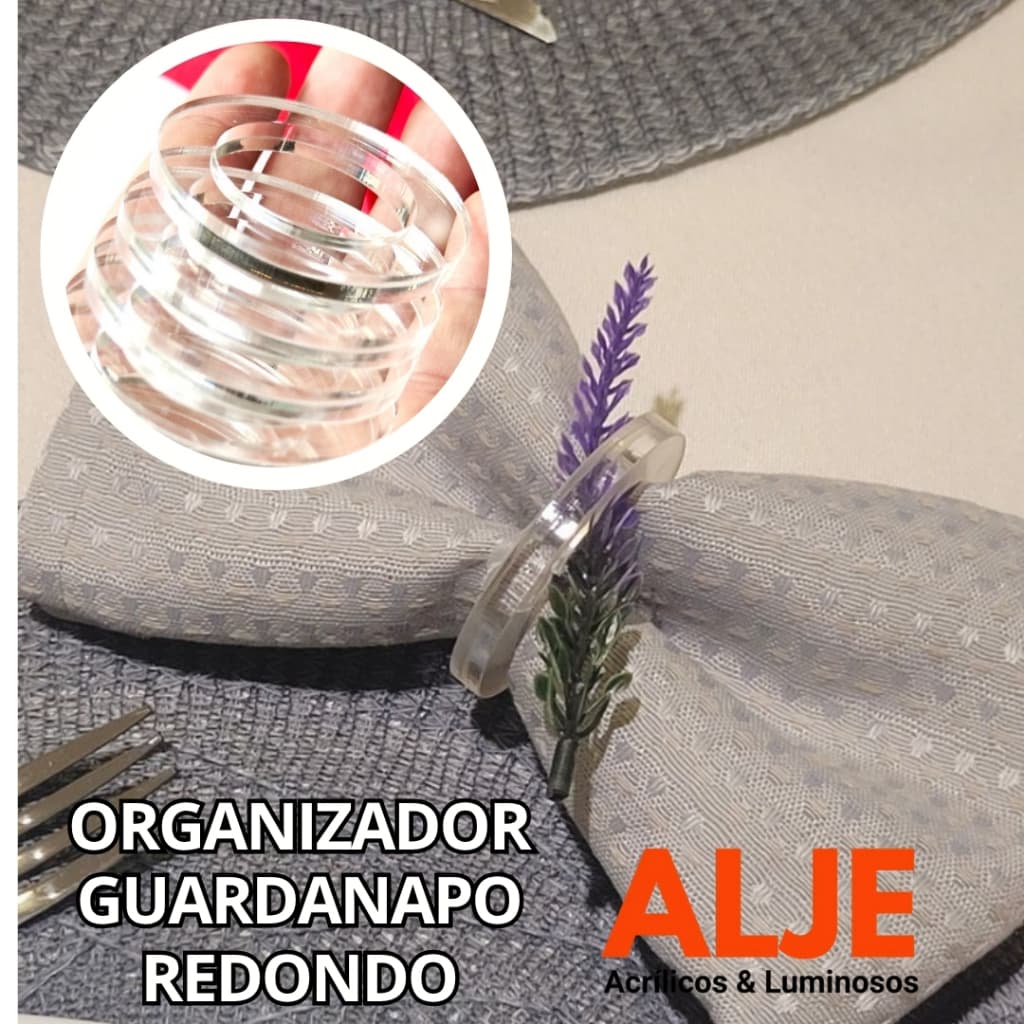 Kit Anel Argola Para Guardanapo REDONDO Porta Pano Argolas Minimalista - Acrílico  -Mesa posta