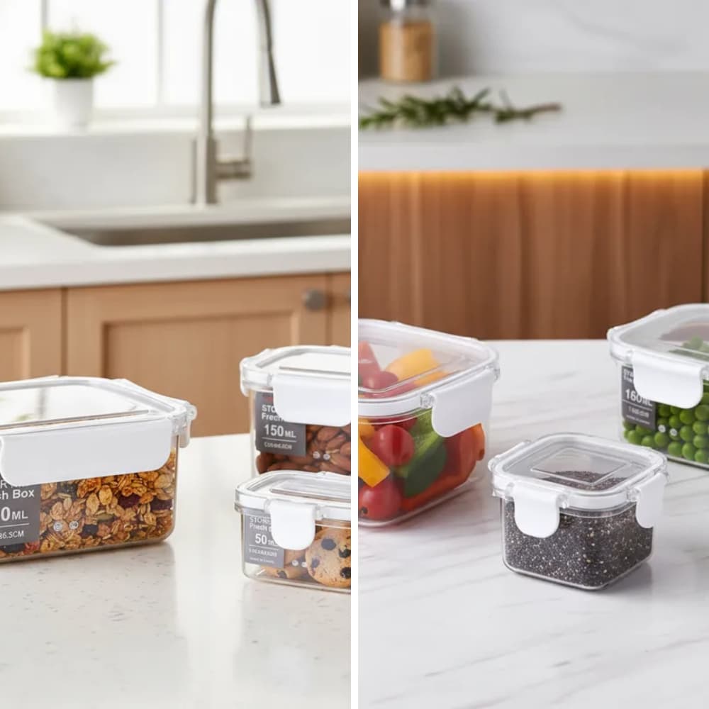 Kit 3 Potes Hermético Cozinha Porta Mantimentos Marmita Casa Presente Prático Marmitex Fitness