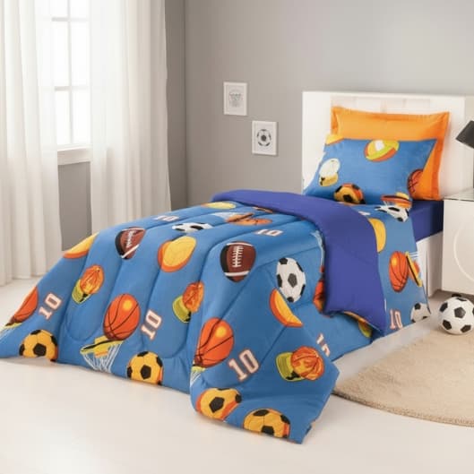 Linha Cobre Leito Edredom e Lençol Futebol Infantil Solteiro