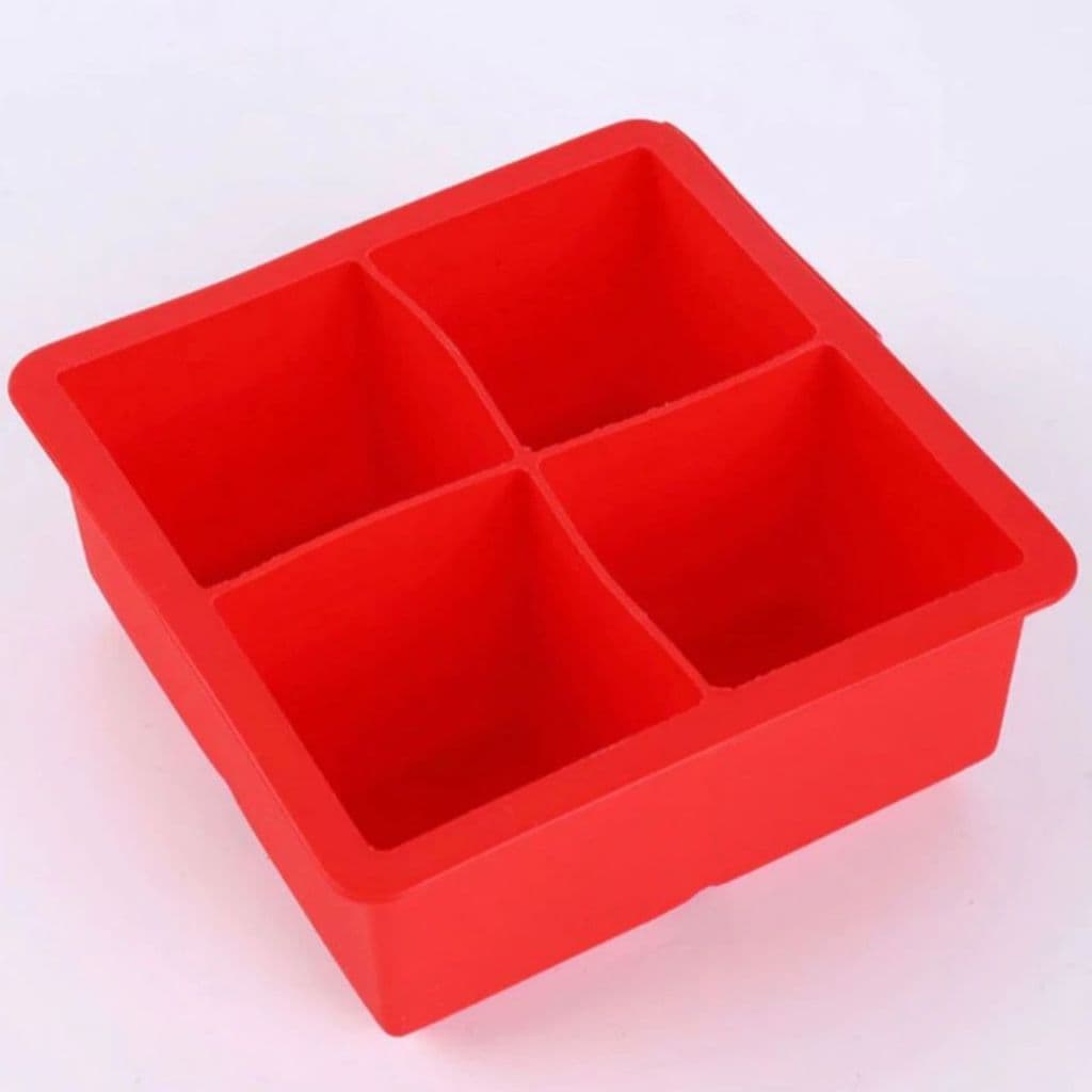 Bandeja De Gelo Forma Silicone Flexível 4 Cubos Multiuso Vermelha Cinza Preta