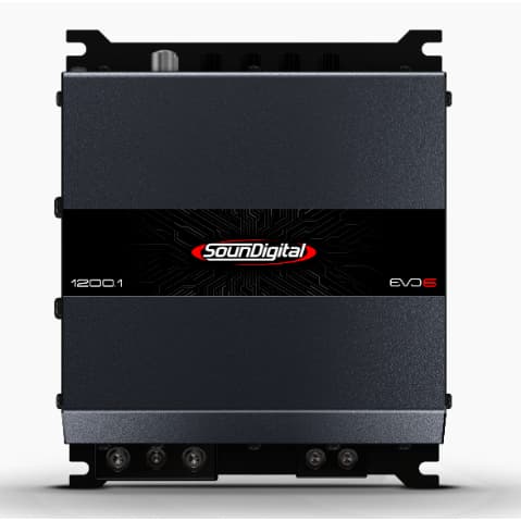 Módulo Amplificador Soundigital 1200.1 EVO6 1200w RMS 1 canal 2 ohms Toca subgrave - grave - médios e agudos crossover