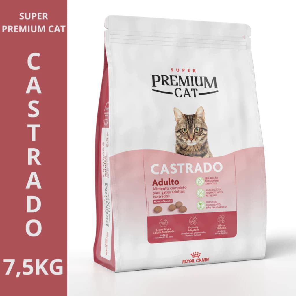 Ração Royal Canin Super Premium Cat Castrado 7,5kg Controle Peso Gatos Adultos