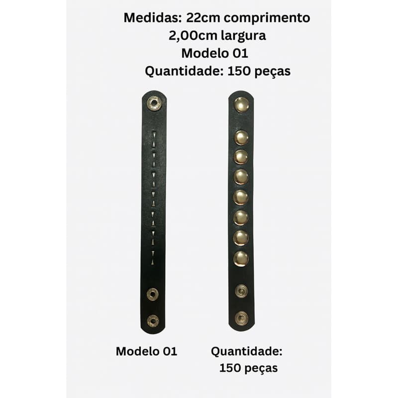 Pulseira estilo Punck Rock com anilhas em metal tipo botão.