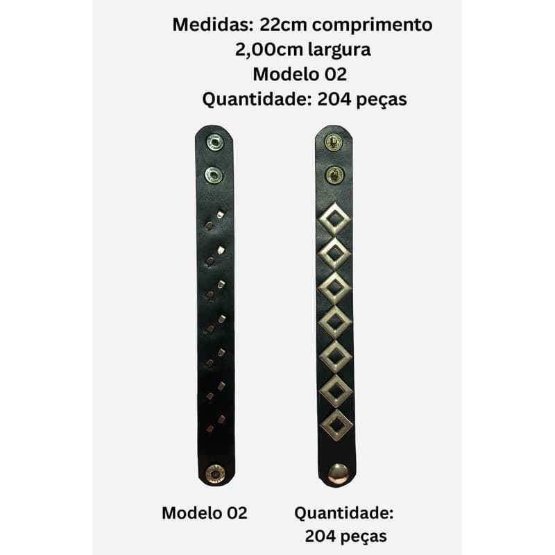 Pulseira Estilo Punk Rock em corino preta com anilha em metal losango.