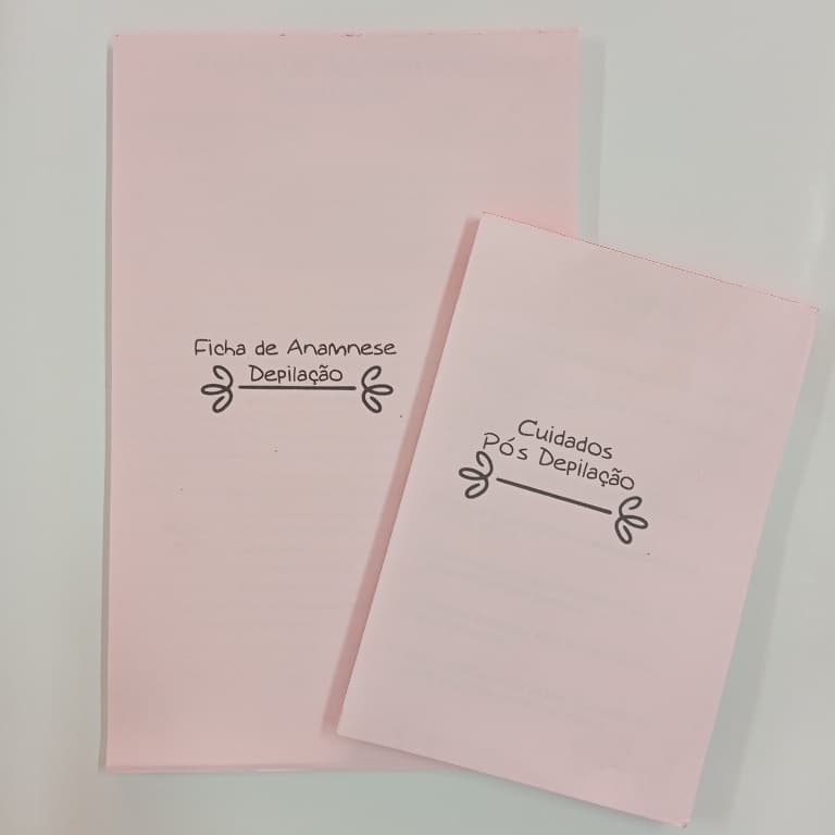 Ficha de Anamnese de Depilação + Bloco de Cuidados pós depilação