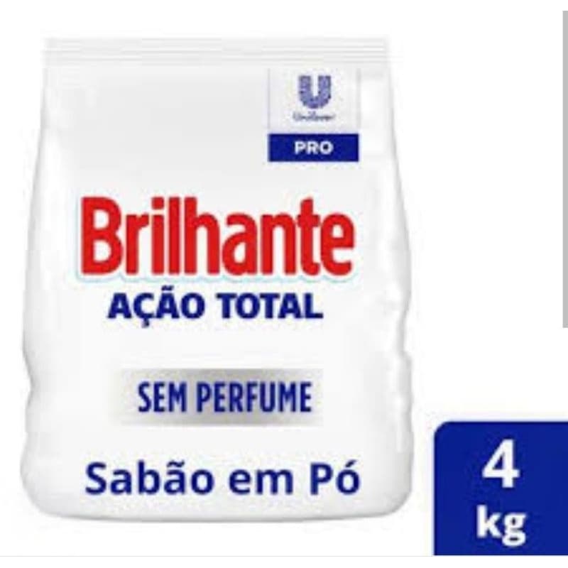 Sabão em Pó Lava Roupas Brilhante Profissional Sem Perfume 4kg – Uso Profissional, Alta Performance e Hipoalergênico