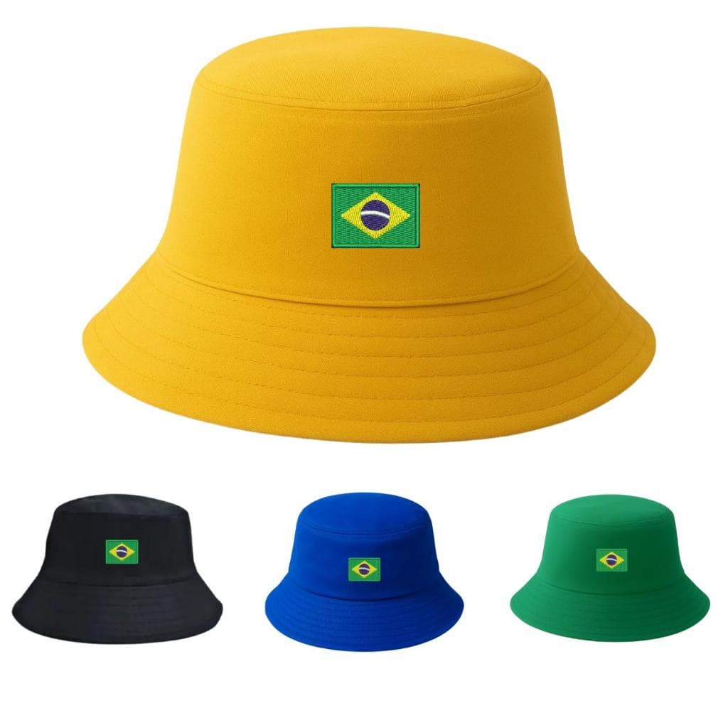 Chapéu Brasil Seleção Bandeira Básico Bordado Bucket Hat Pátria Soberano Patriota Brasileiro