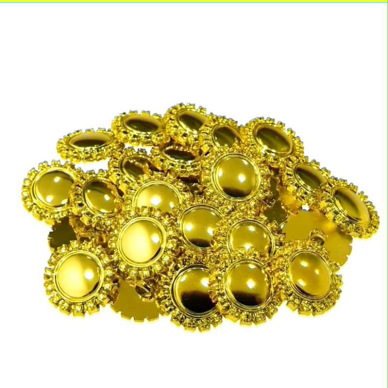6 unidades de botões brilhantes dourado ABS 18mm, envio imediato