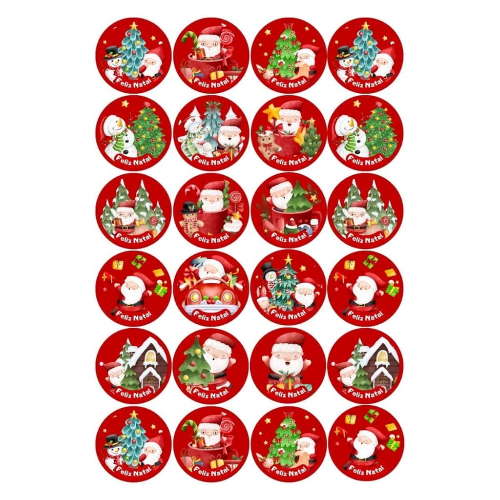Kit Cartela Adesivos Natal Feliz Natal | Decoração de Lembrancinhas e Sacolas | Pronta Entrega