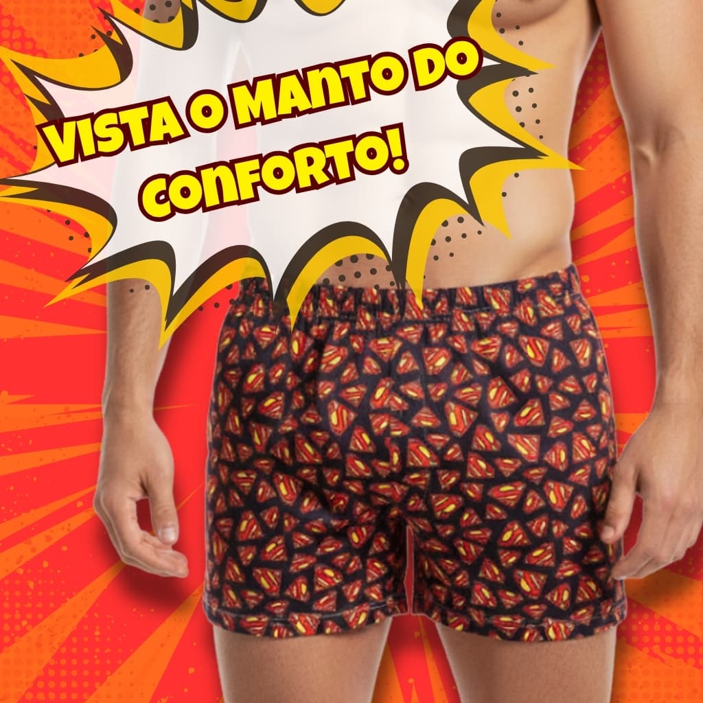 Samba Canção Superman Adulto Malha Conforto Cueca Pijama Masculino Super Herói DC