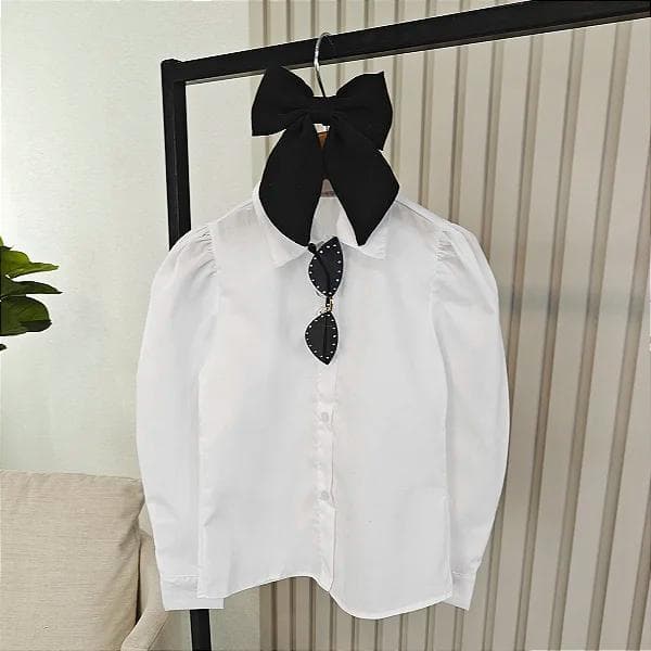 Camisa Infantil  Social Branca Colarinho Unisex