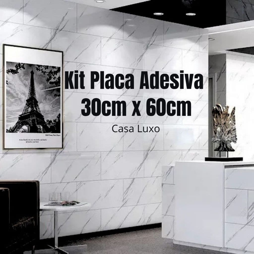 KIT 5/10/15/20/25 Placas Adesiva 3d Mármore Branco Parede Relevo Lavável 30cm X 60cm