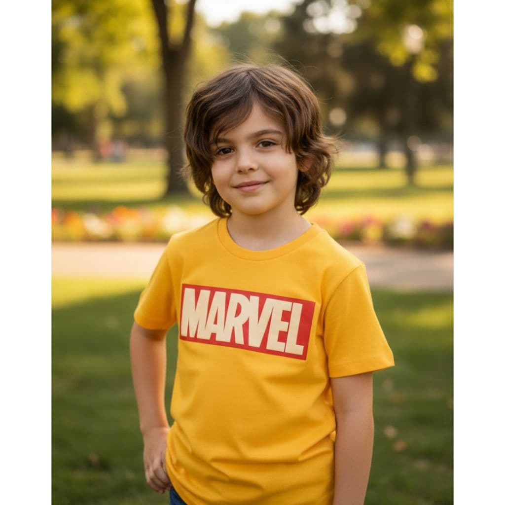 Camiseta manga curta coleção heróis Marvel e Game - Tamanho 8