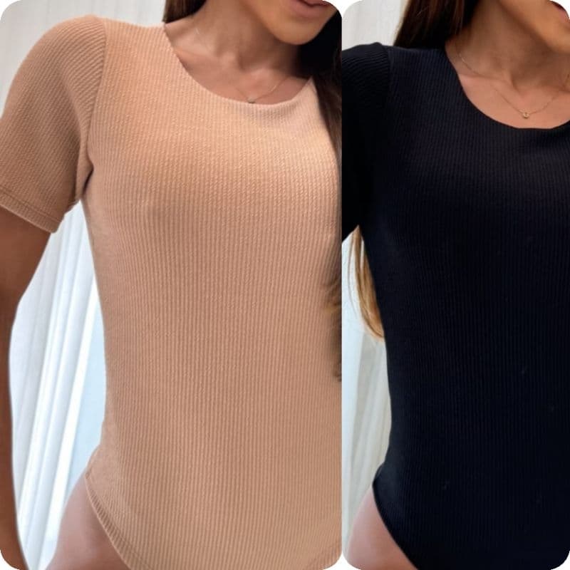BODY FEMININO manga curta com alta elasticidade no anaruga