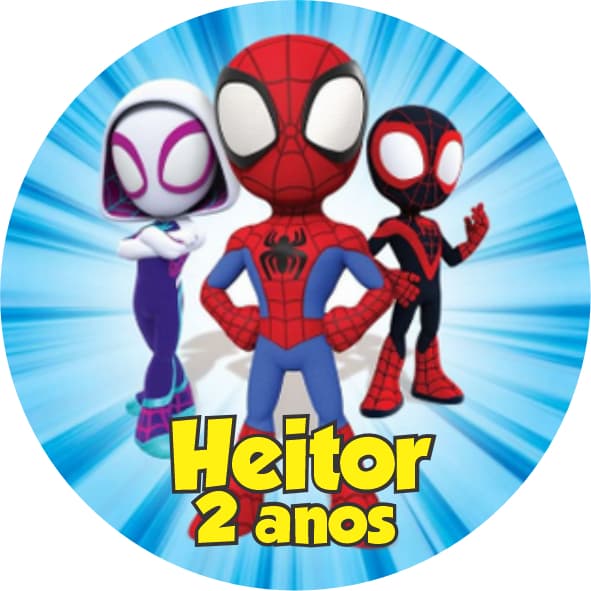 Adesivos Personalizados Homem Aranha e Seus Amigos - Spidey  5x5 -   Adesivos Para Festas