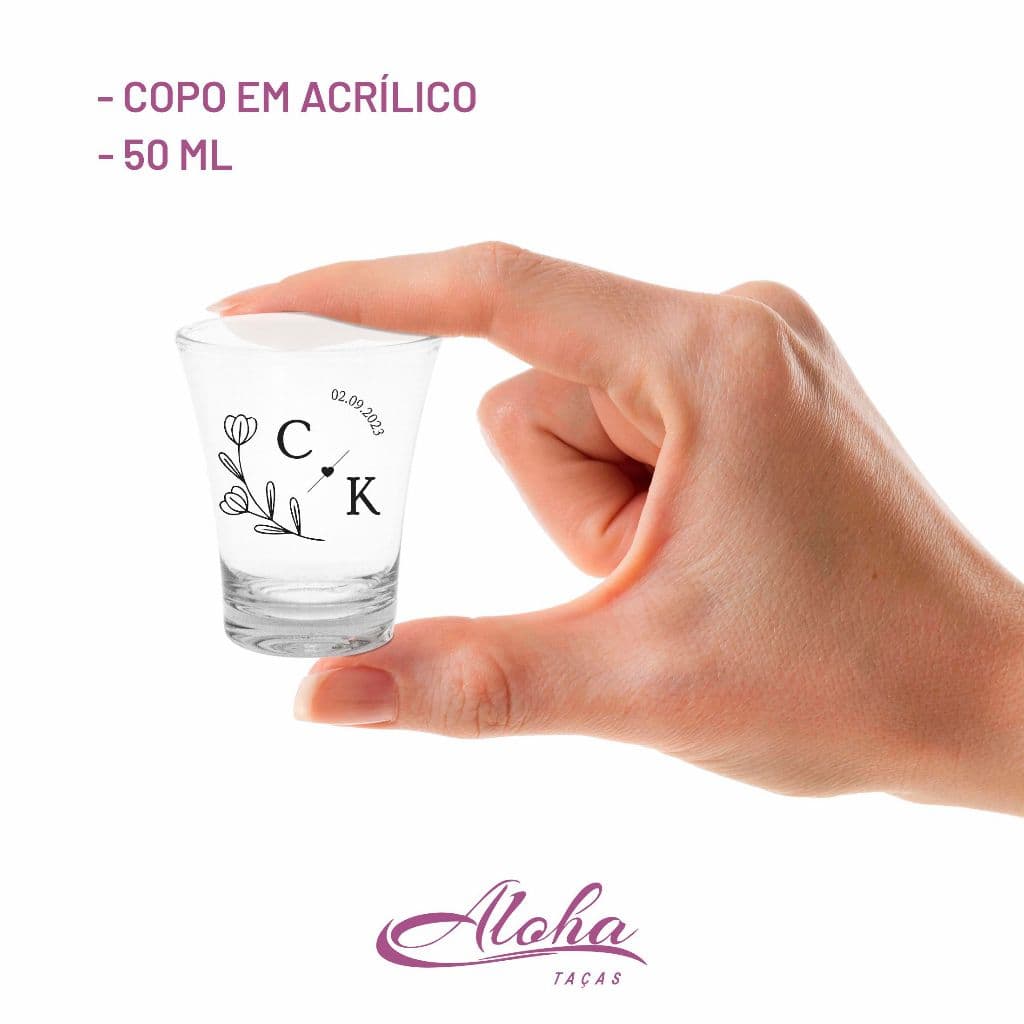 Kit Copos Dose Acrílico Personalizados 50ml Cachaça Pinga- Aloha