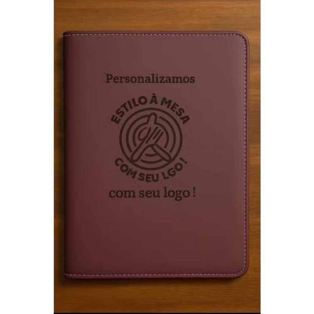 10 Cardápios Capa  A4 Resistente Para Restaurante +logo  .