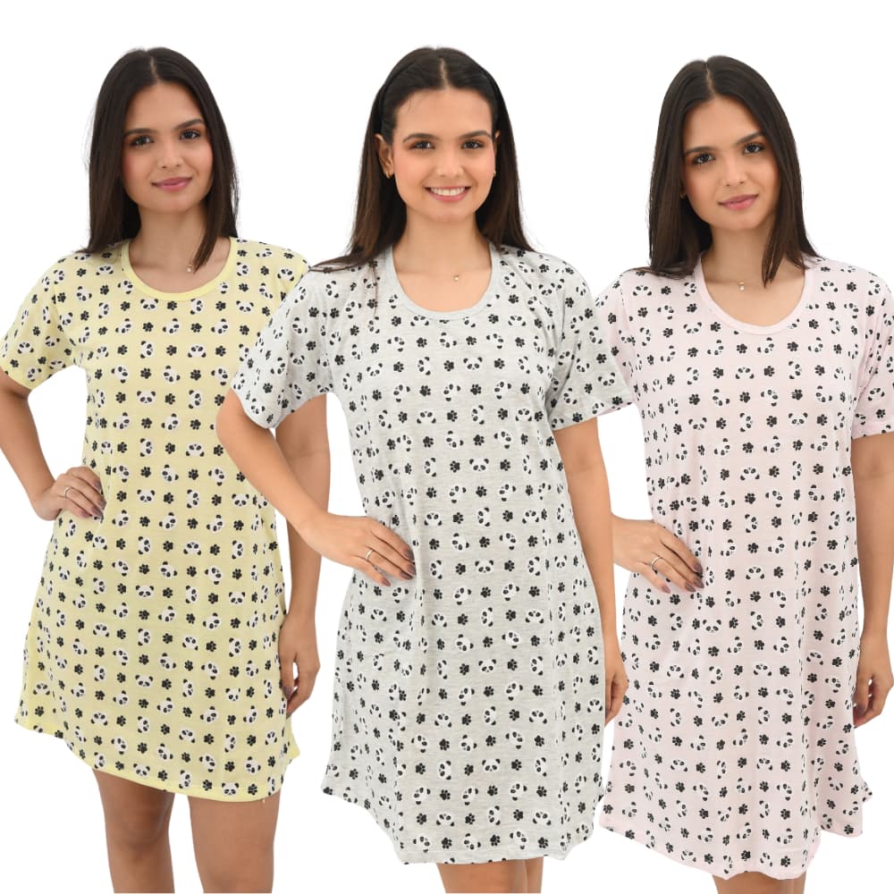 Camisola Feminina Estampada Panda com Manga Confortável e Estilosa em Malha
