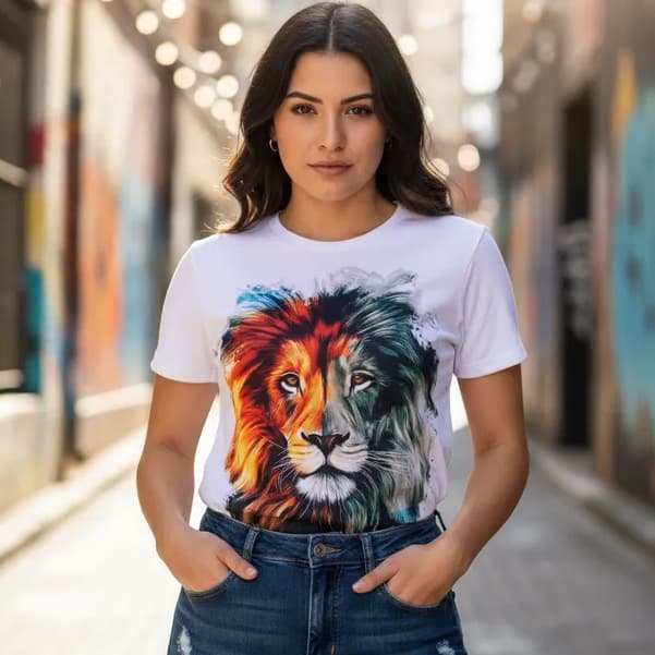 T-SHIRT FEMININA ESTILOSA POLIÉSTER MALHA PREMIUM.