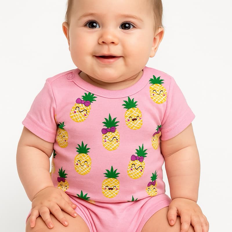 Kit Conjunto Bebê Estampas Divertidas Body e Short Verão Meninas