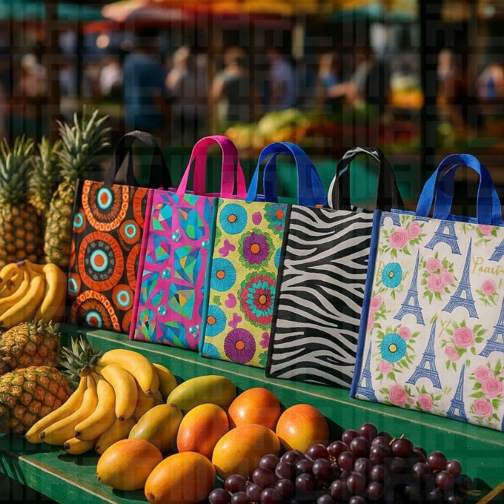 Sacola De Feira Bolsa De Mercado Grande Impermeavel Sacoleira Reutilizavel Compras Viagem