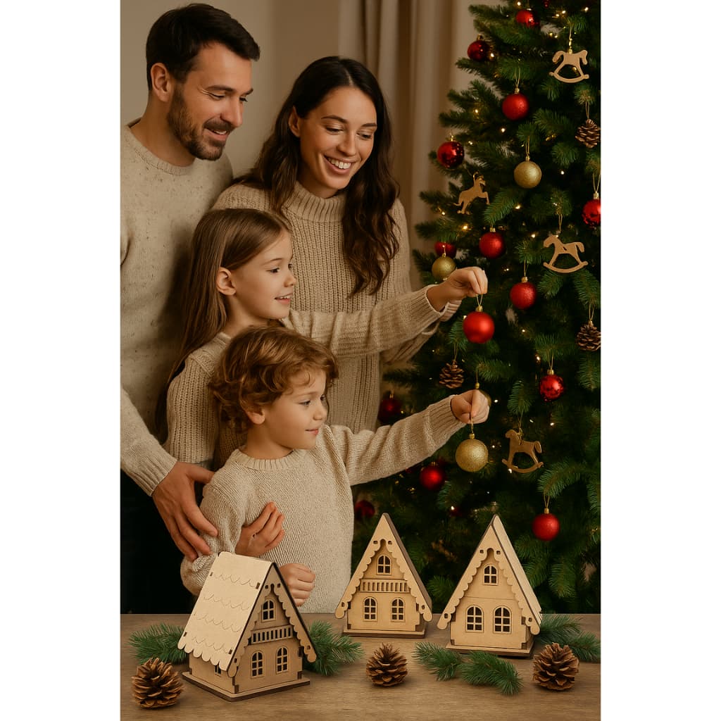 3 Mini Casinha Decoraçao Enfeite Suculentas enfeites de natal e decoração presépio de natal grande