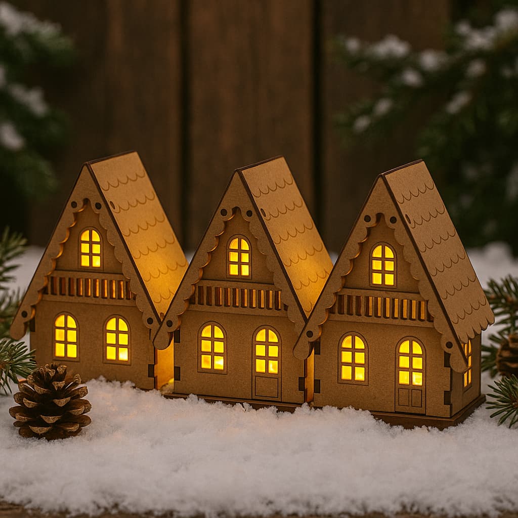 3 Mini Casinha Decoraçao Enfeite arvore natal Suculentas Presente vasos decorativos presentes Mdf