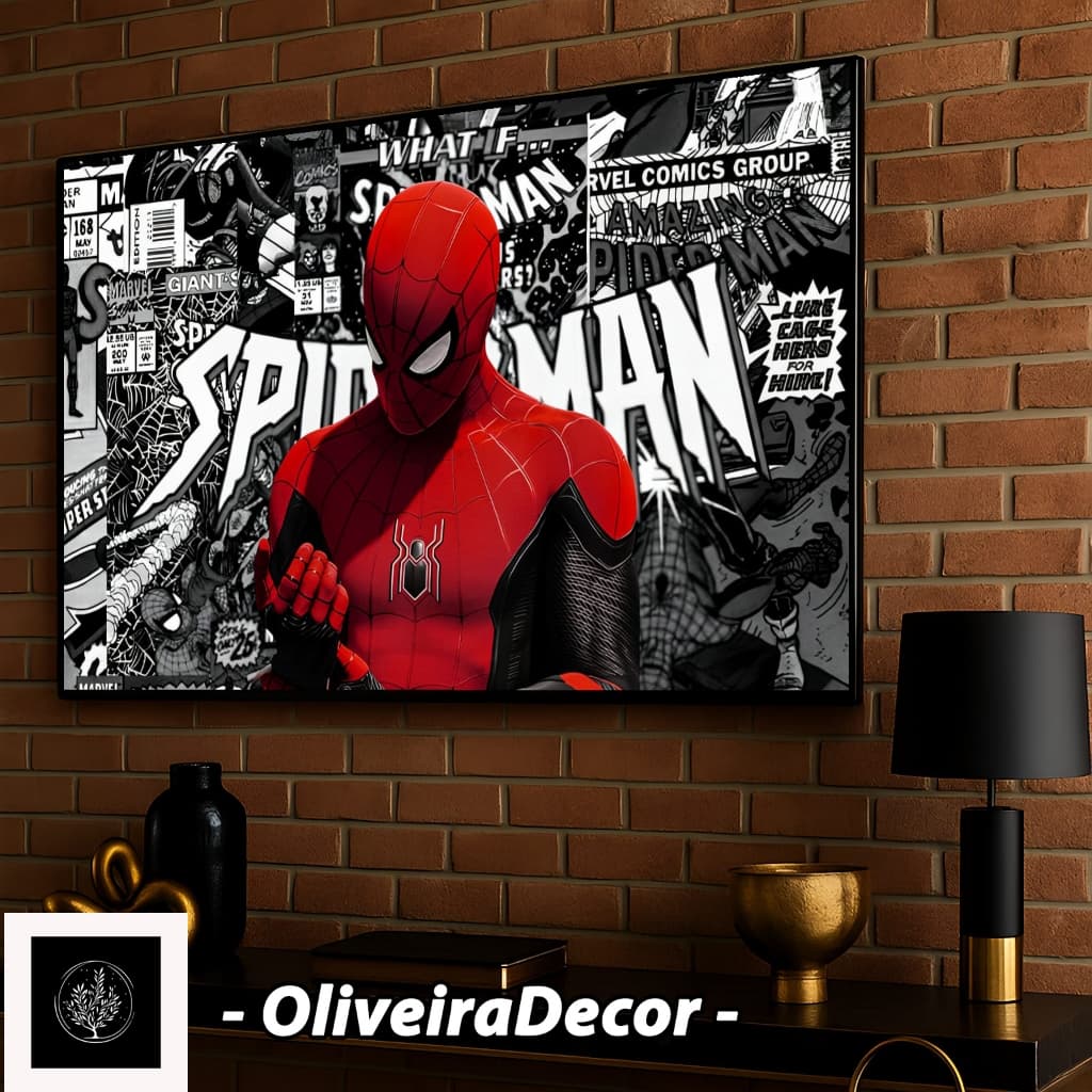 QUADRO DECORATIVO GEEK FILME SUPER HEROI HOMEM ARANHA 1 PEÇA 60X40 DECORAR SALA QUARTO ESCRITORIO