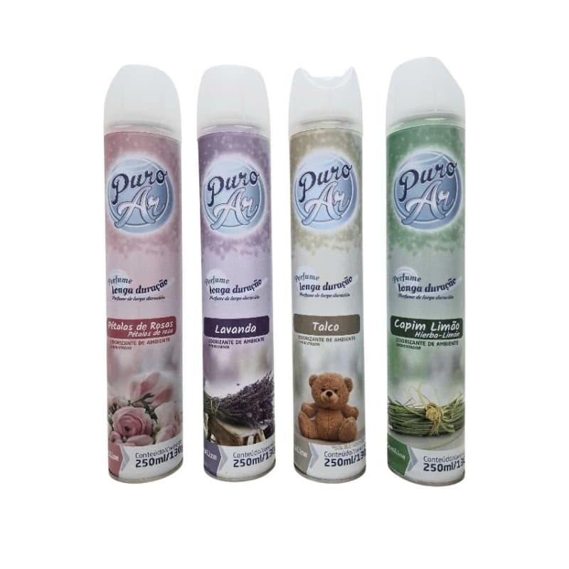 kit Com 2 Odorizantes Aromatizador De Ambiente Puro Ar 250 ml Fragrâncias