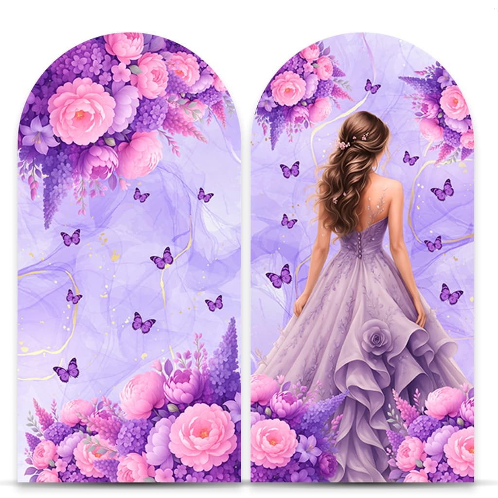 Painel Festivo Sublimado com Tema 15 Anos, Rosas, Capa Cilindro, Painel Redondo, Retangular, Romano e outro.