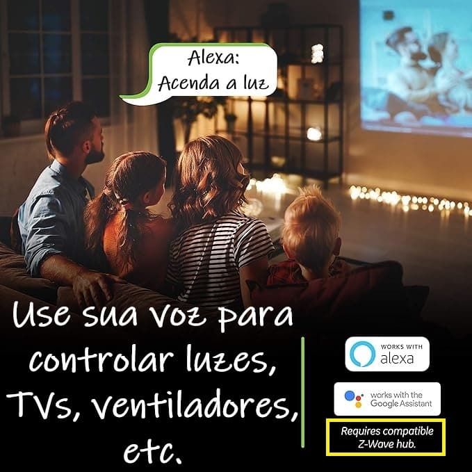 Interruptor de luz inteligente Enbrighten com QuickFit e SimpleWire, Alexa, Google Assistant, Hub ZWave necessário, 600W