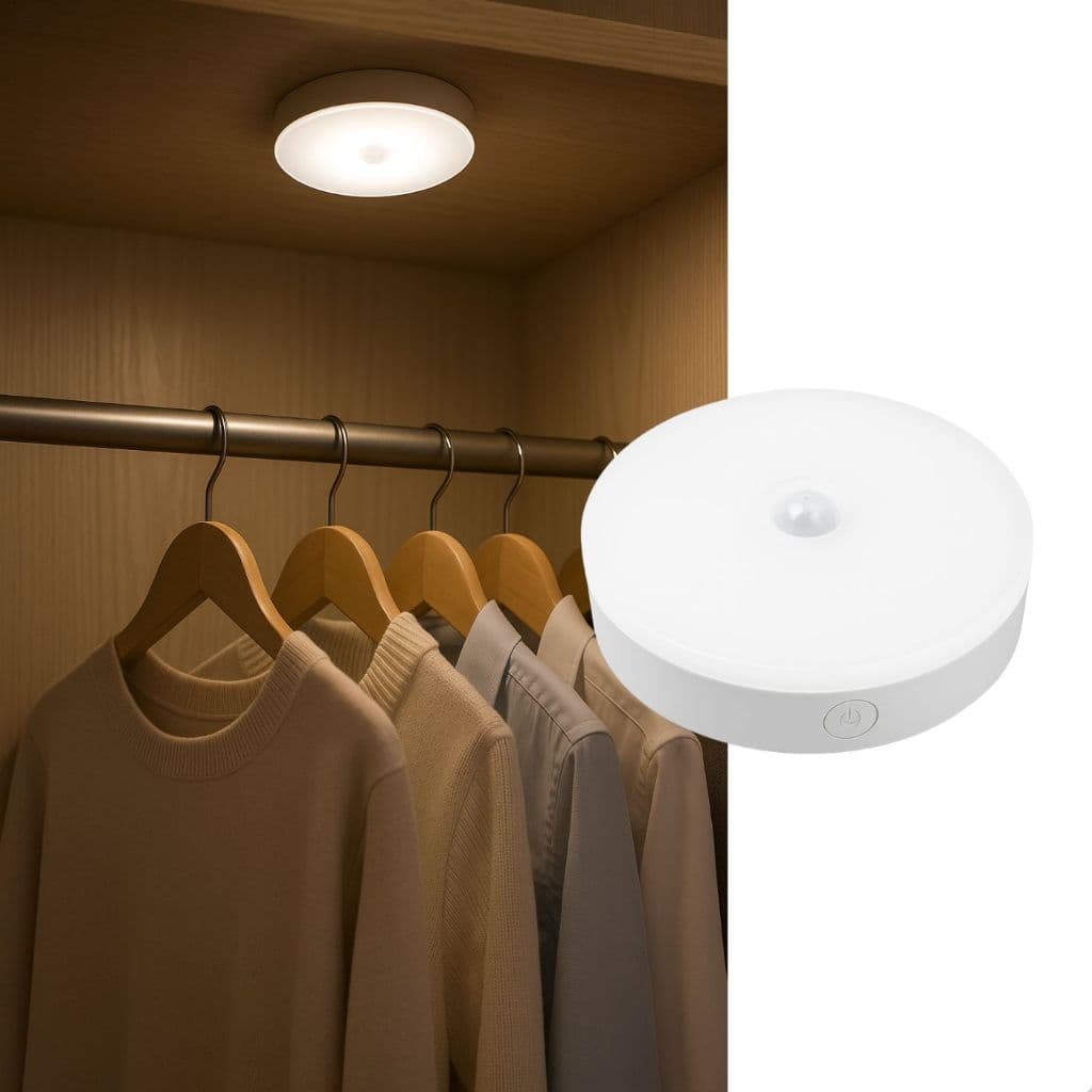 Mini Luminária LED com Sensor de Movimento Recarregável Luz Branca
