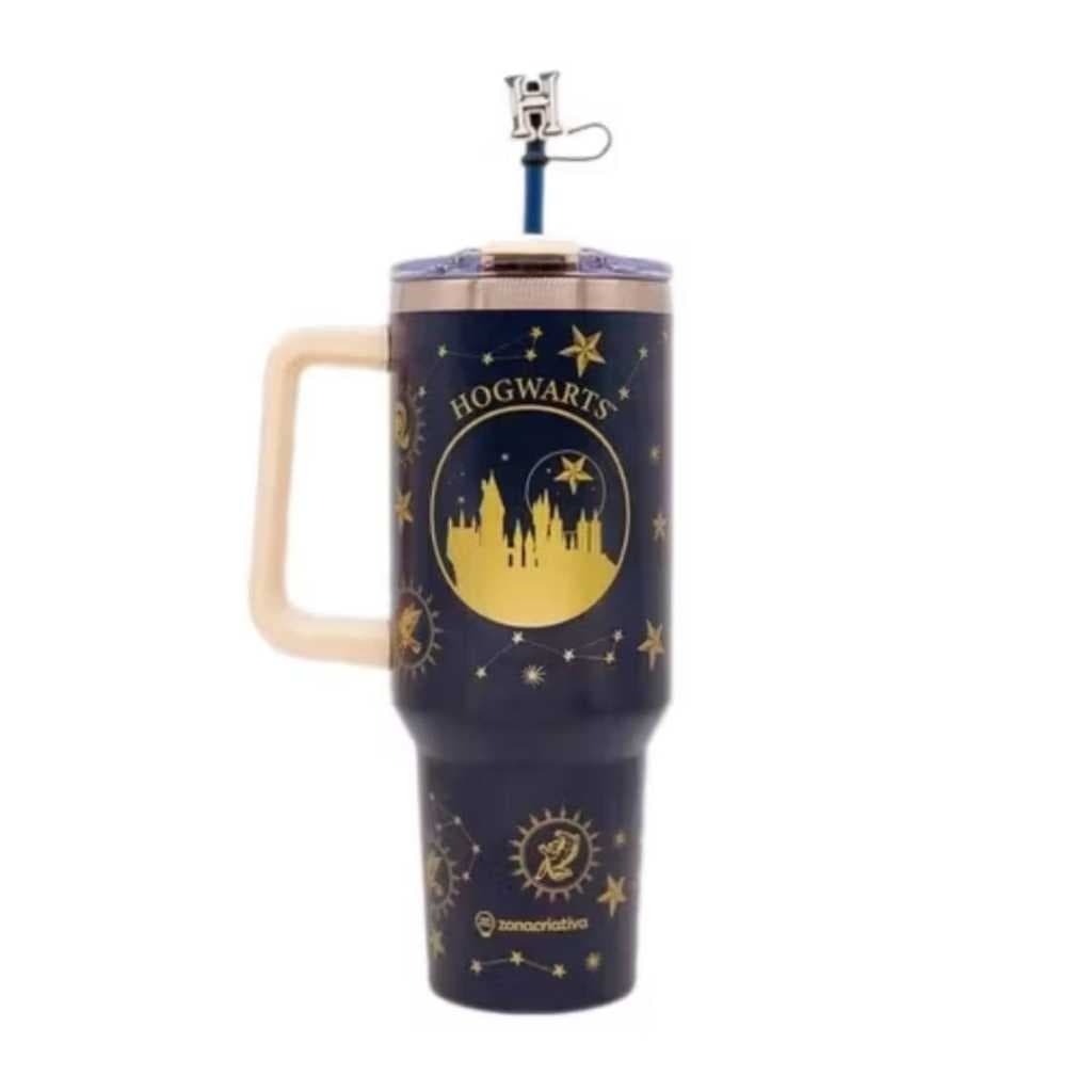 Canecão Térmico Tumbler Harry Potter Hogwarts 1.15L com Pingente Oficial Zona Criativa