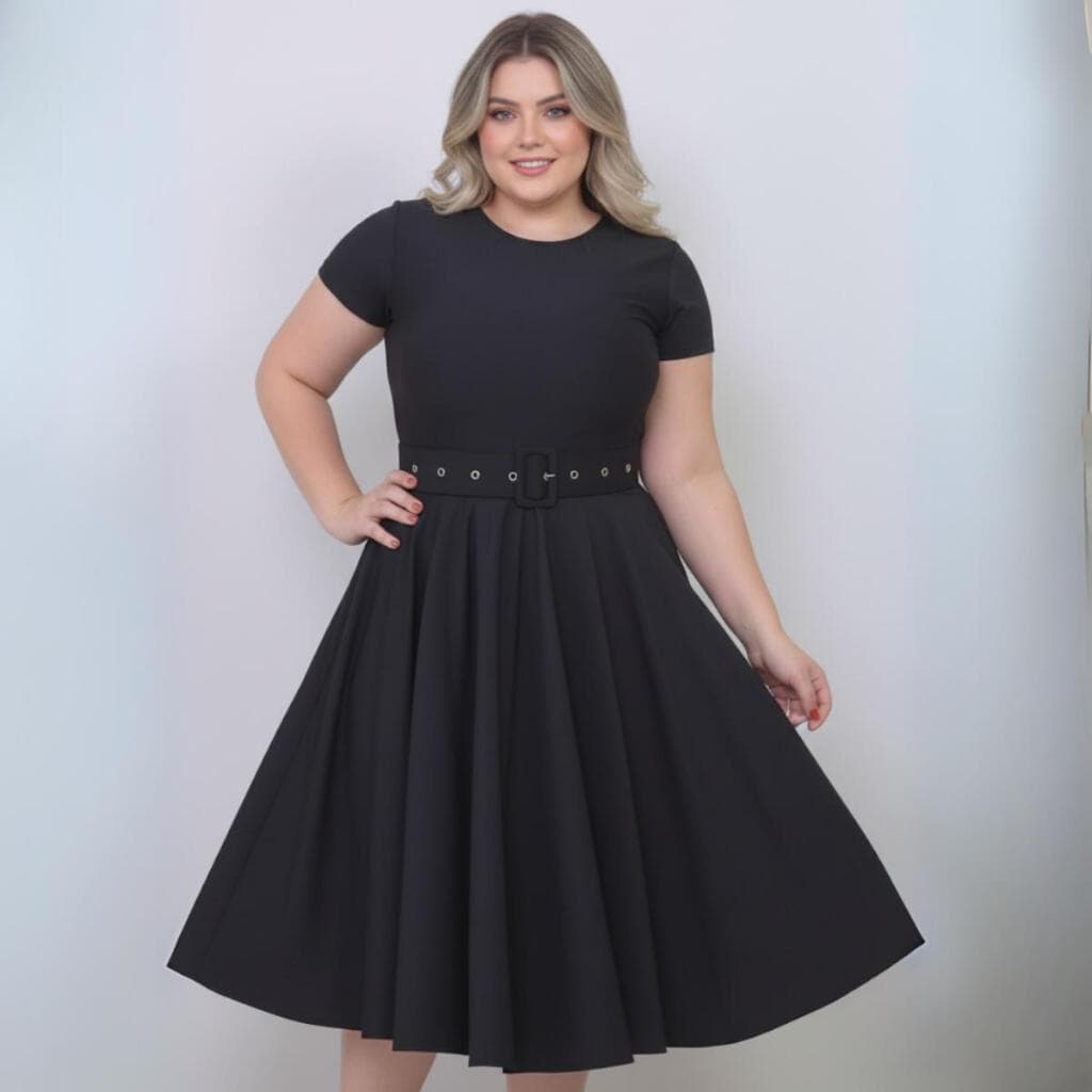 Vestido Midi Godê Perto Acompanha Cinto