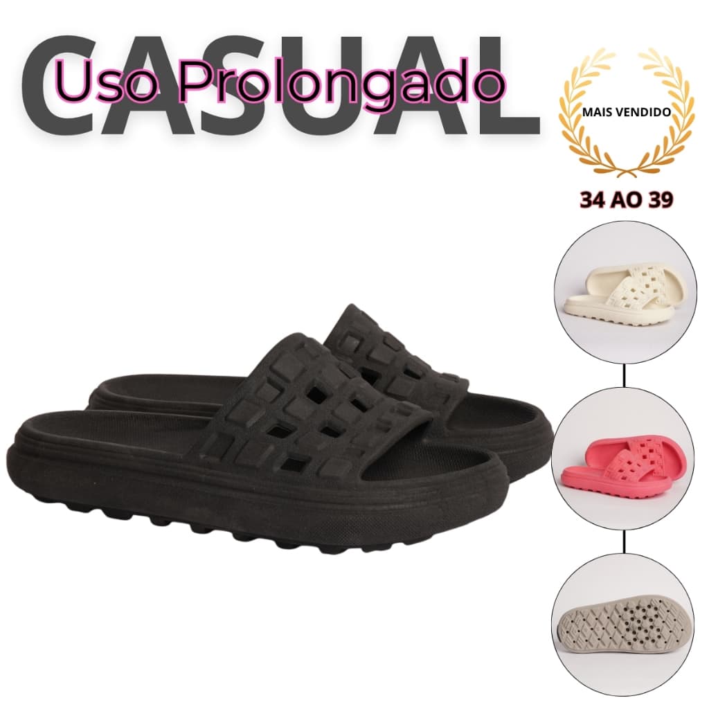 Chinelo Slide Confortável Feminino Anatômico Leve Antiderrapante Casual