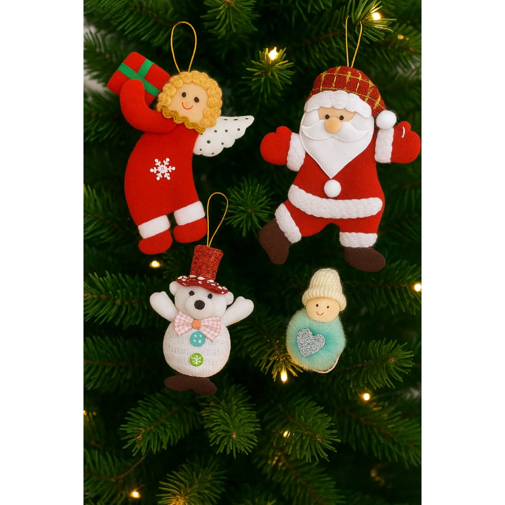 Enfeite Árvore de Natal Pendente natal Kit C/4 Decoração Natalina Enfeite Natalino Enfeites de Natal Presente de Natal
