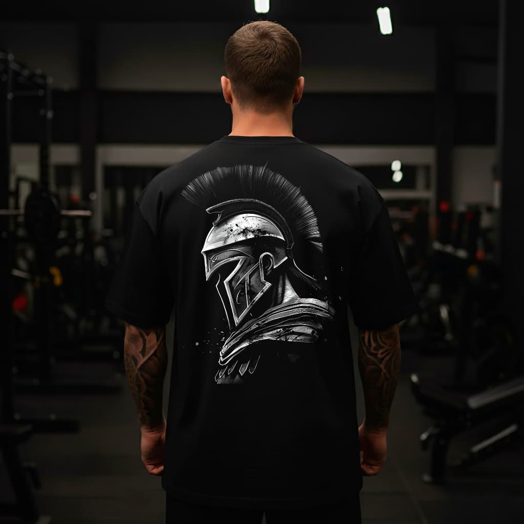 Camiseta Oversized 100% Algodão Espartano Guerreiro Blusão Academia Malha Grossa Promoção