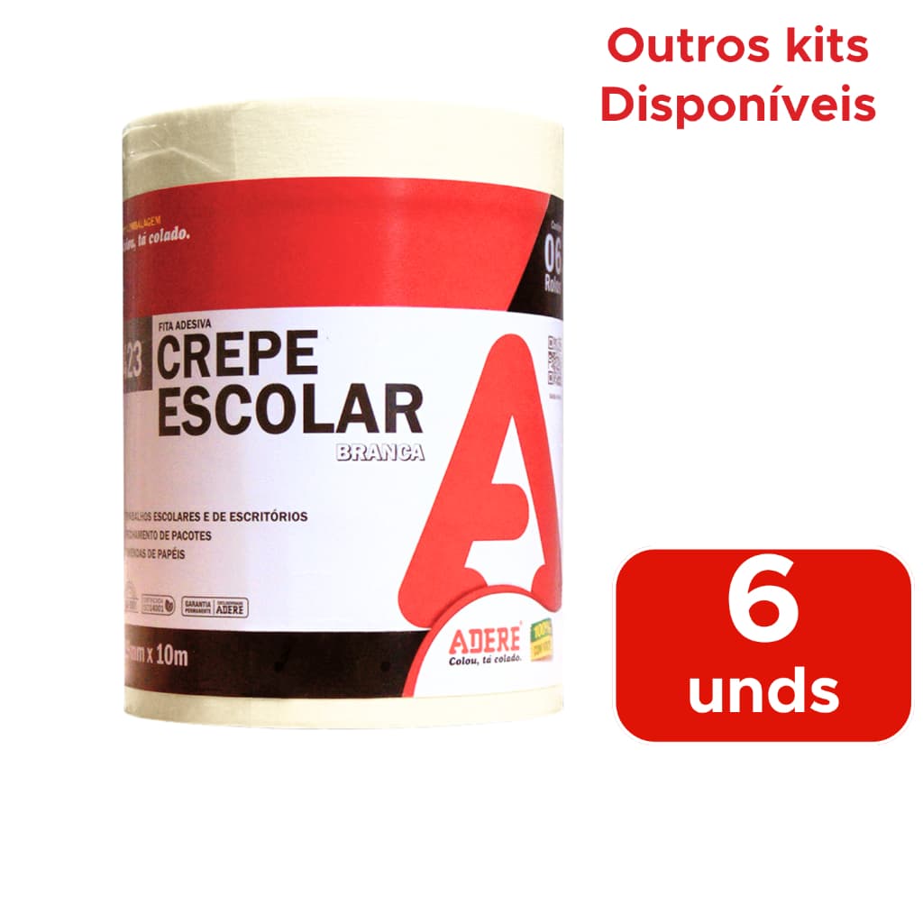 Kit Com Até 6 Fita Crepe 19mm x 10m Branca Para Pintura Escolar Escritório Uso Doméstico